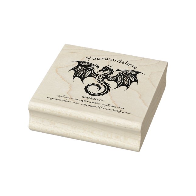 Create Your Own  Winged Nature Dragon Emblem Logo Rubber Stamp (Stamp)