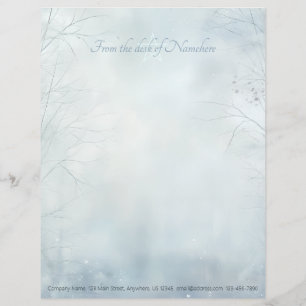 Create Your Own Winter Yule Magic Forest Blue Custom Letterhead