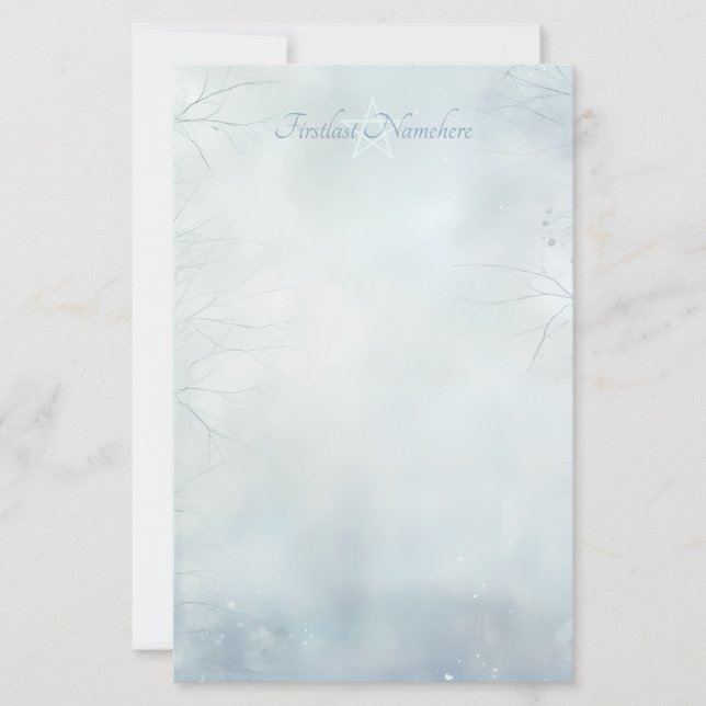 Create Your Own Winter Yule Magic Forest Blue Stationery (Front)