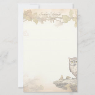 Create Your Own Wise Brown Owl Vineyard Floral Stationery