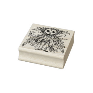 Create Your Own Wise Old Bird Owl Shaman Rubber Stamp