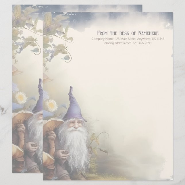 Create Your Own Wise Old Dwarf Garden Stationery Custom Letterhead (Front/Back)