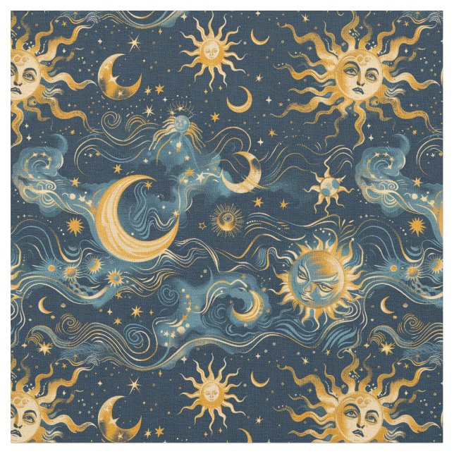 Create Your Own Wistful Sun & Moon Celestial Fabric (Close Up)