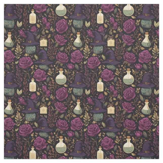 Create Your Own Witchy Magenta Roses Fabric (Swatch)