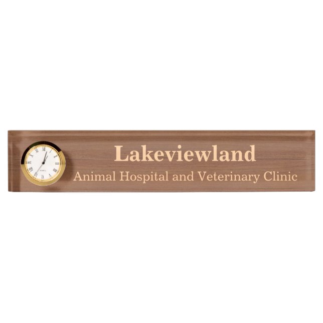 Create Your Own Wood Grain Nameplate With Clock (Front)