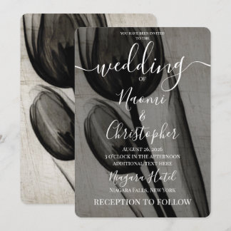 Create Your Own X-Ray Sepia Dark Tulips Wedding Invitation