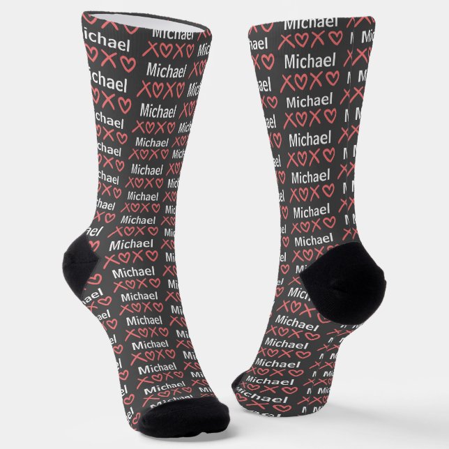 Create Your Own XOXO Name Valentines Day  Socks (Angled)