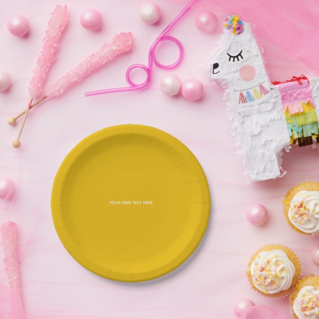 Create Your Own Yellow Custom Design Paper Plate (Party)