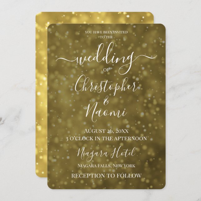 Create Your Own Yellow Gold Lights Invitation (Front/Back)