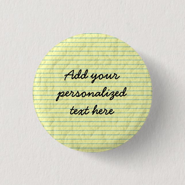 Create Your Own Yellow Lined Paper 3 Cm Round Badge (Front)