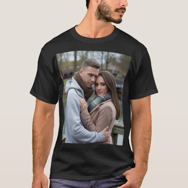 Create Your Perfect Couple Image Personalised Art T-Shirt (Front)