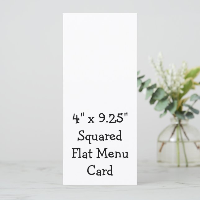 Create Your Personalised 4" x 9.25" Squared Flat Menu (Standing Front)