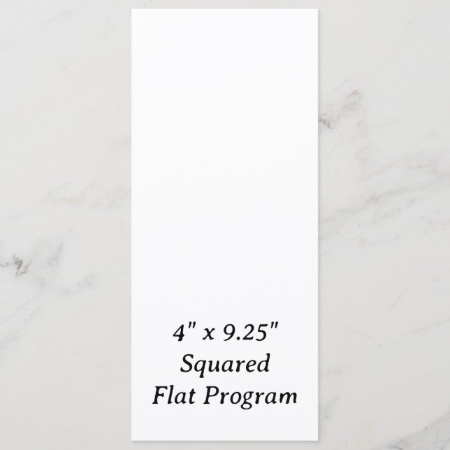 Create Your Personalised 4" x 9.25" Squared Flat Program (Front)