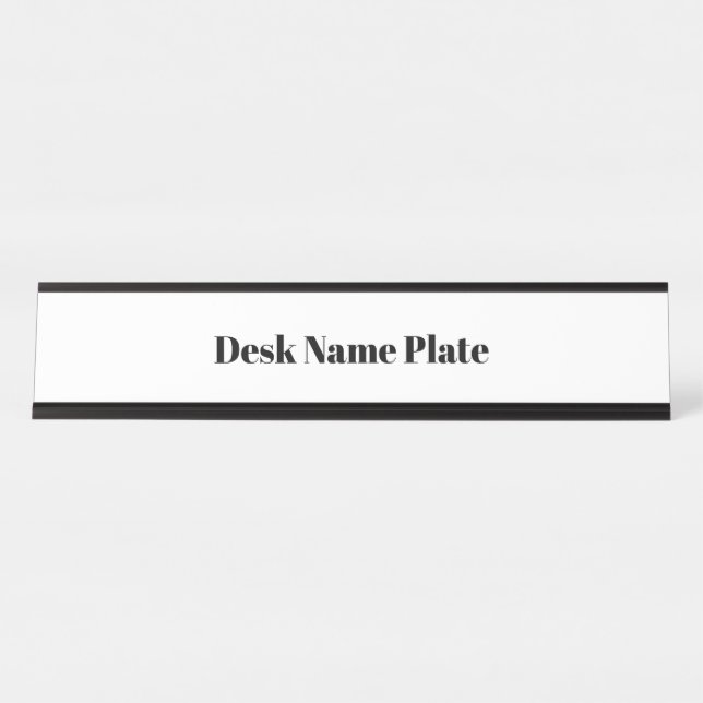 Create Your Personalised Long Black Desk Name Plate (Front)