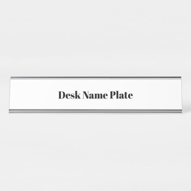 Create Your Personalised Long Silver Desk Name Plate (Front)