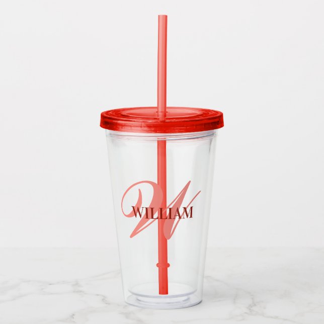 Create Your Personalised Monogram Name Black Acrylic Tumbler (Front)
