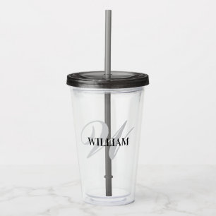 Create Your Personalized Monogram Name Black Acrylic Tumbler