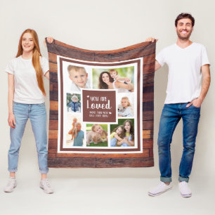 Create Your Photo Collage Rustic Dark Wood Fleece Blanket
