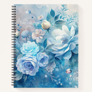 Create Your Shabby Chic Blue & Purple Roses Floral Notebook