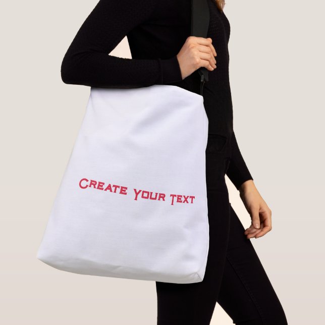 Create your text Printed Red Colour Text Shopping Crossbody Bag (Close Up)