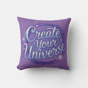 Create Your Universe – Cosmic Typography Art Cushion