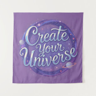 Create Your Universe – Cosmic Typography Art Tapestry