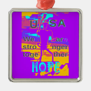 Create Your USA Hope We Are Stronger Together Metal Tree Decoration