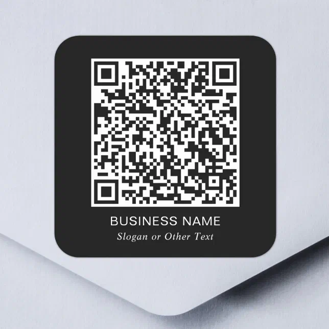 Create Your Website QR Code Promotional Black Square Sticker | Zazzle