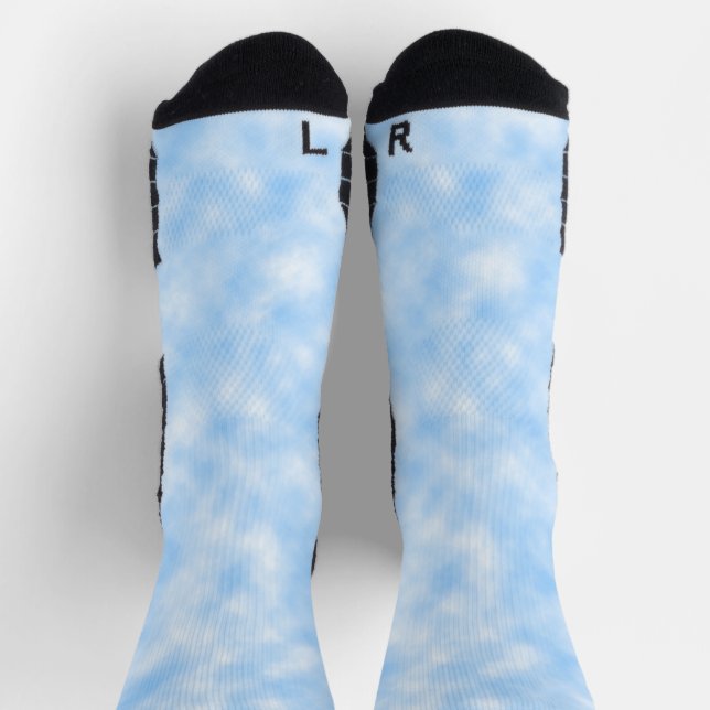 Created Blue and White Clouds Abstract Pattern Socks (Top)