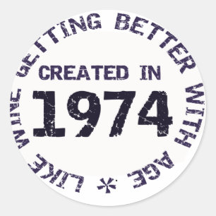 Created in 1974 classic round sticker