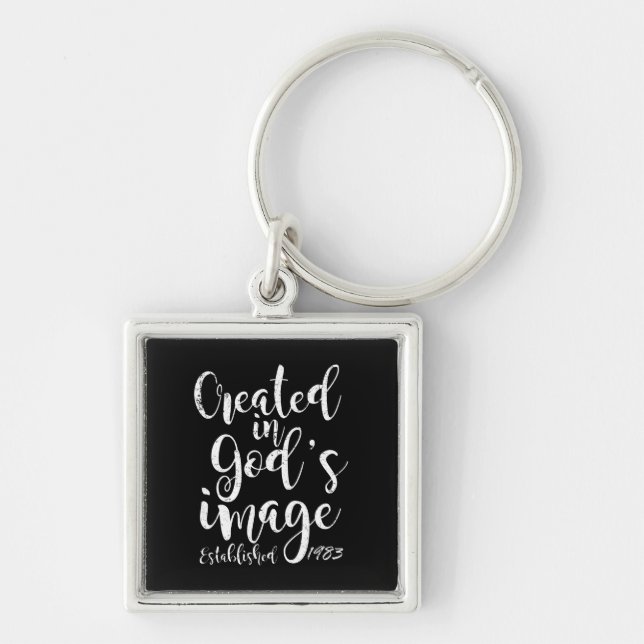 Created In God's Image 1983 40th Birthday Key Ring (Front)