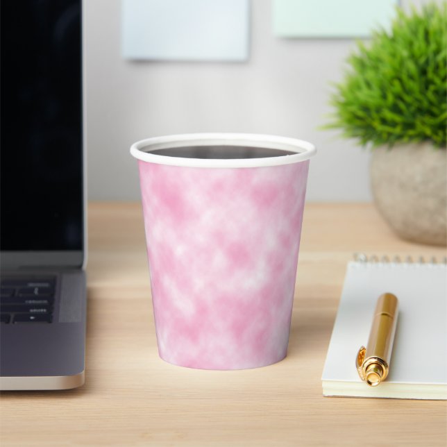 Created Pink and White Clouds Abstract Pattern Paper Cups (Insitu)