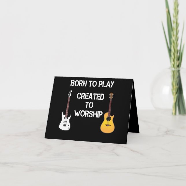 Created to Worship Christian Guitar Player Thank You Card (Front)