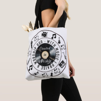 Created to Worship Record Player Tote Bag