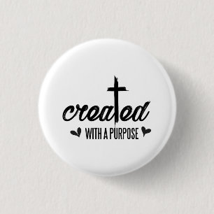 Created With A Purpose - Christian 3 Cm Round Badge