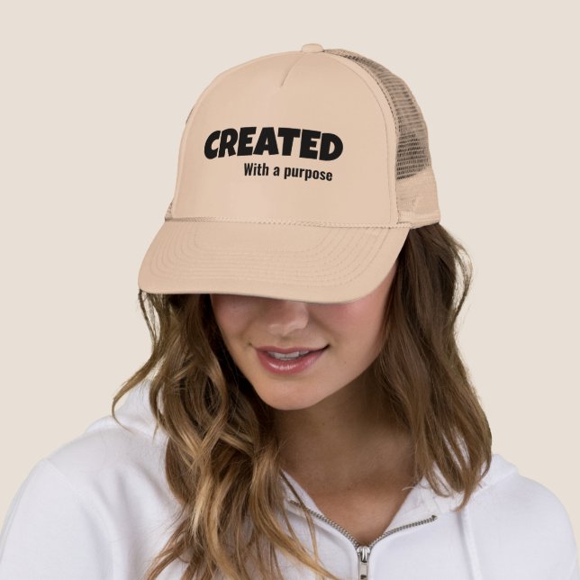 Created With a Purpose, Christian, bible verse Trucker Hat (In Situ)