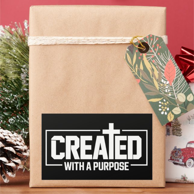 Created With A Purpose Christian Blessed Bible  Rectangular Sticker (Holiday)