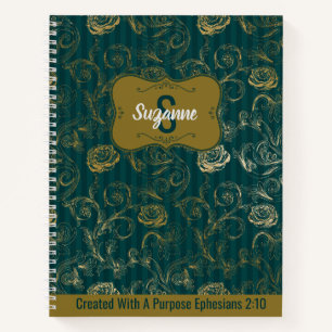 Created With A Purpose Ephesians 2:10 Floral Notebook