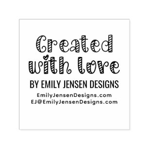 Created with Love #2 Business Name Website URL Self-inking Stamp