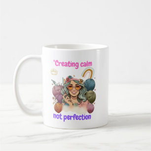 Creating calm, not perfection - Retro knitting gir Coffee Mug