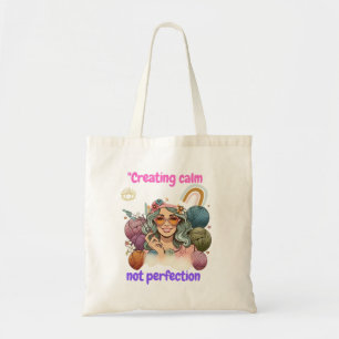 Creating calm, not perfection - Retro knitting gir Tote Bag