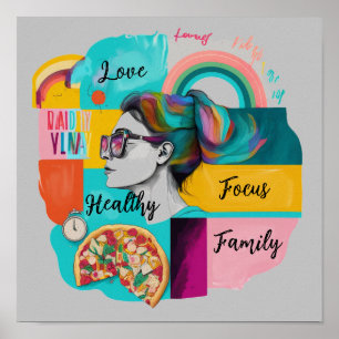 Creating My Dream Life: A Grey Vision Board Poster