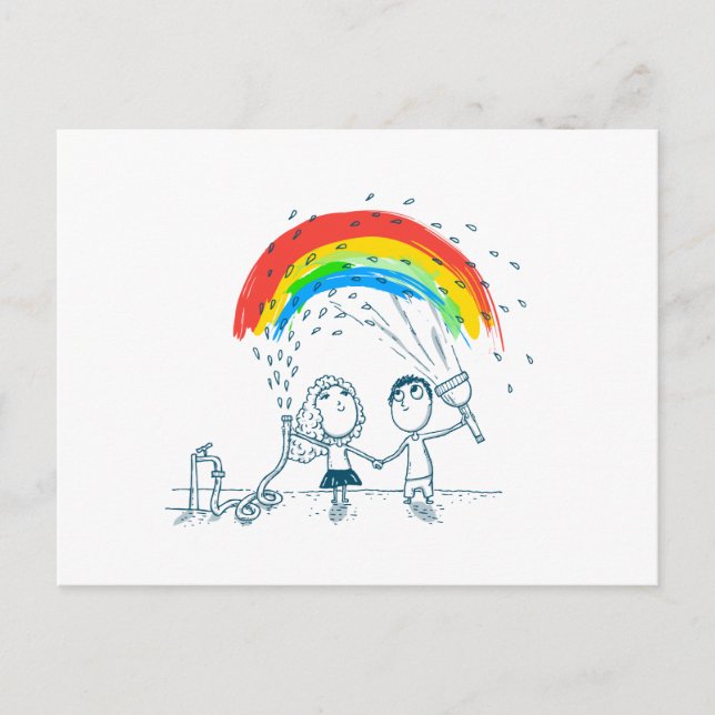 Creating Rainbow Together Love Couple Postcard (Front)