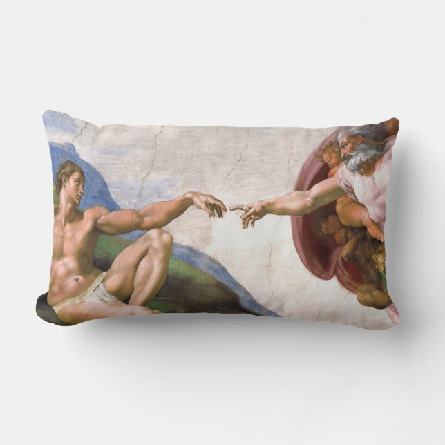 Creation of Adam by Michelangelo Lumbar Cushion (Front)