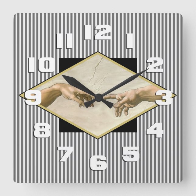 Creation of Adam Classic Art Stripes Square Wall Clock (Front)