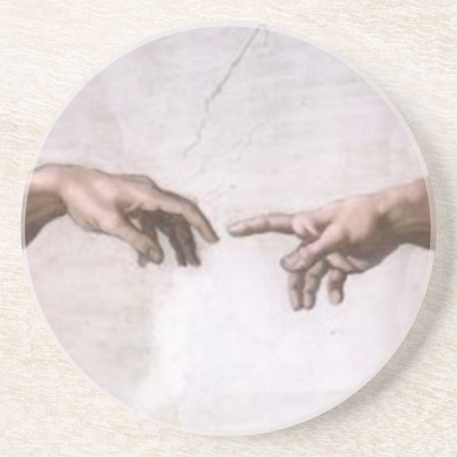 Creation of Adam (detail-hands) Coaster (Front)