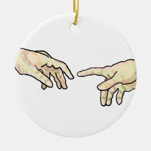 Creation of Adam Hands Ceramic Ornament