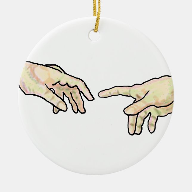 Creation of Adam Hands Ceramic Ornament (Front)