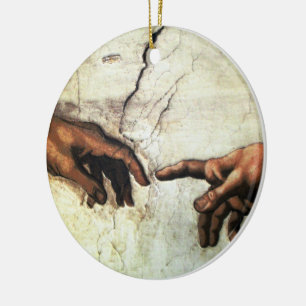 Creation of Adam - Hands Michelangelo 1475 - 1564 Ceramic Ornament