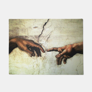 Creation of Adam - Hands Michelangelo 1475 - 1564 Doormat